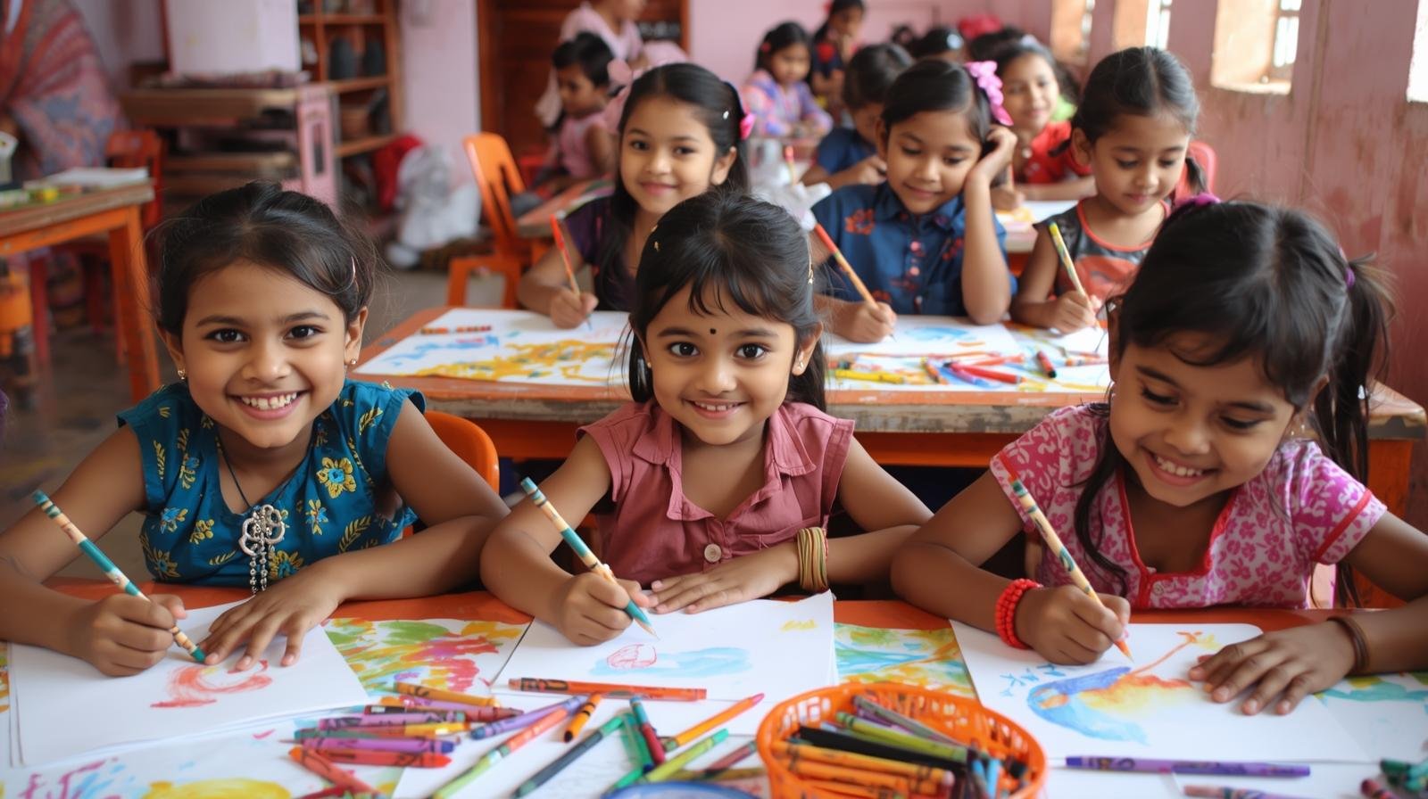 preschool Indian kids writing (2)